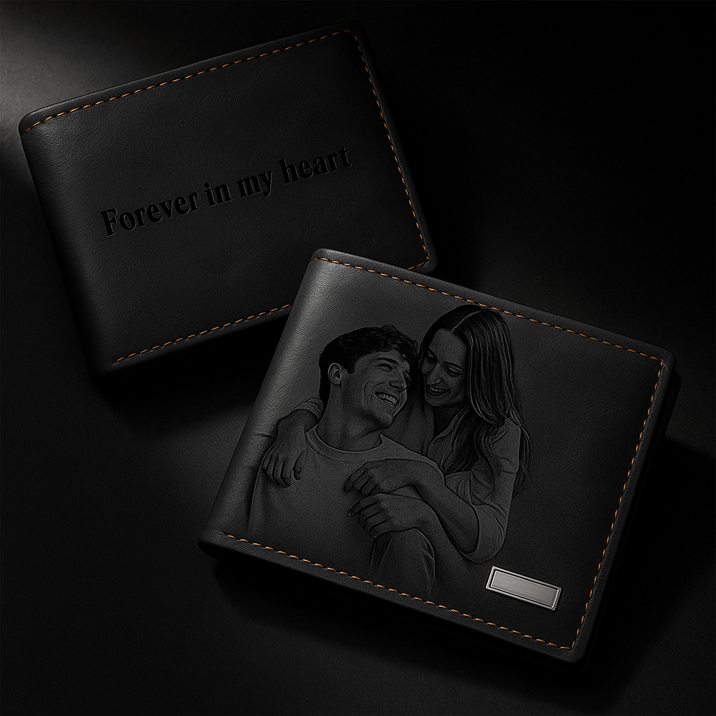 Personalized Photo Engraved Men’s Wallet Custom Picture Memorial
