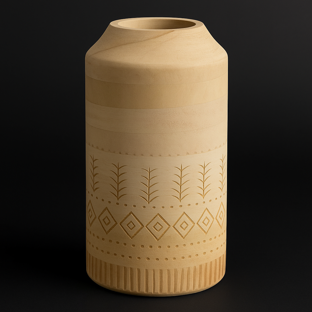 Handmade Modern Wood Accent Vase – Ceramic Bamboo Design Decor