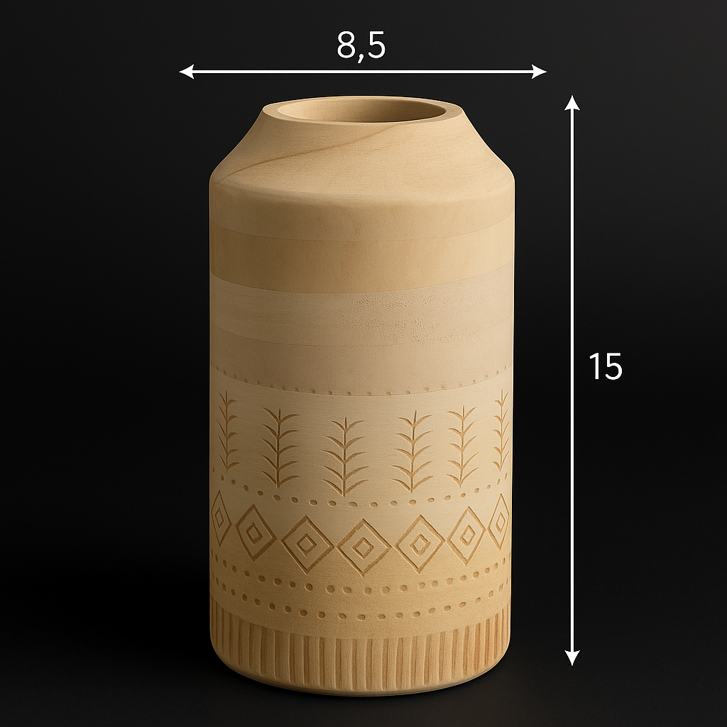 Handmade Modern Wood Accent Vase – Ceramic Bamboo Design Decor