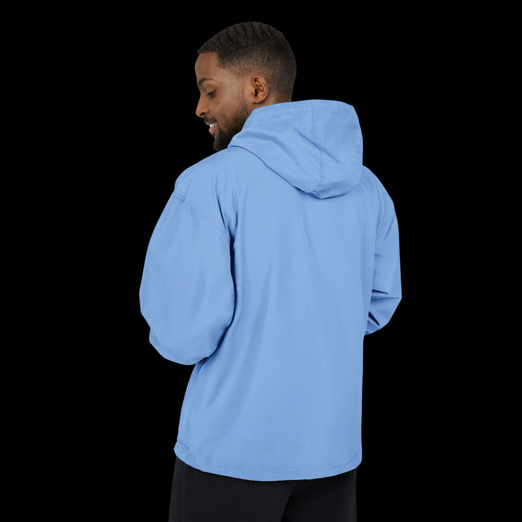 Light Blue Packable Anorak Jacket — Champion Floral Swoosh Windbreaker