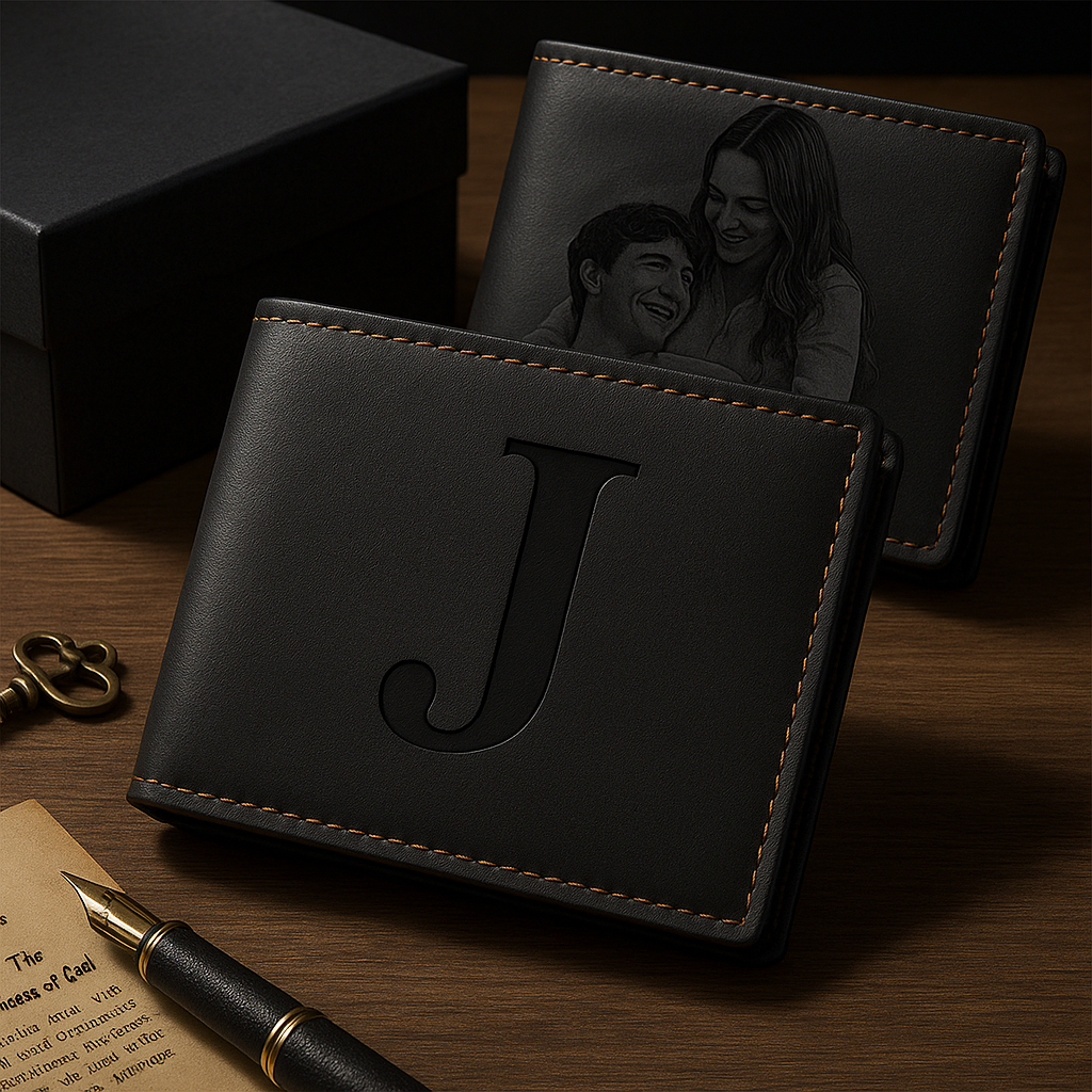 Personalized Photo Engraved Men’s Wallet Custom Picture Memorial