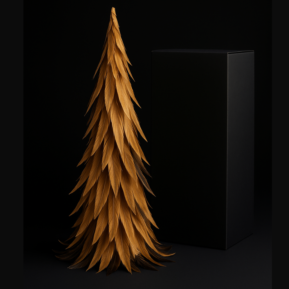 Handcrafted Feather Christmas Tree 40cm Farmhouse Natural Decor for Holiday