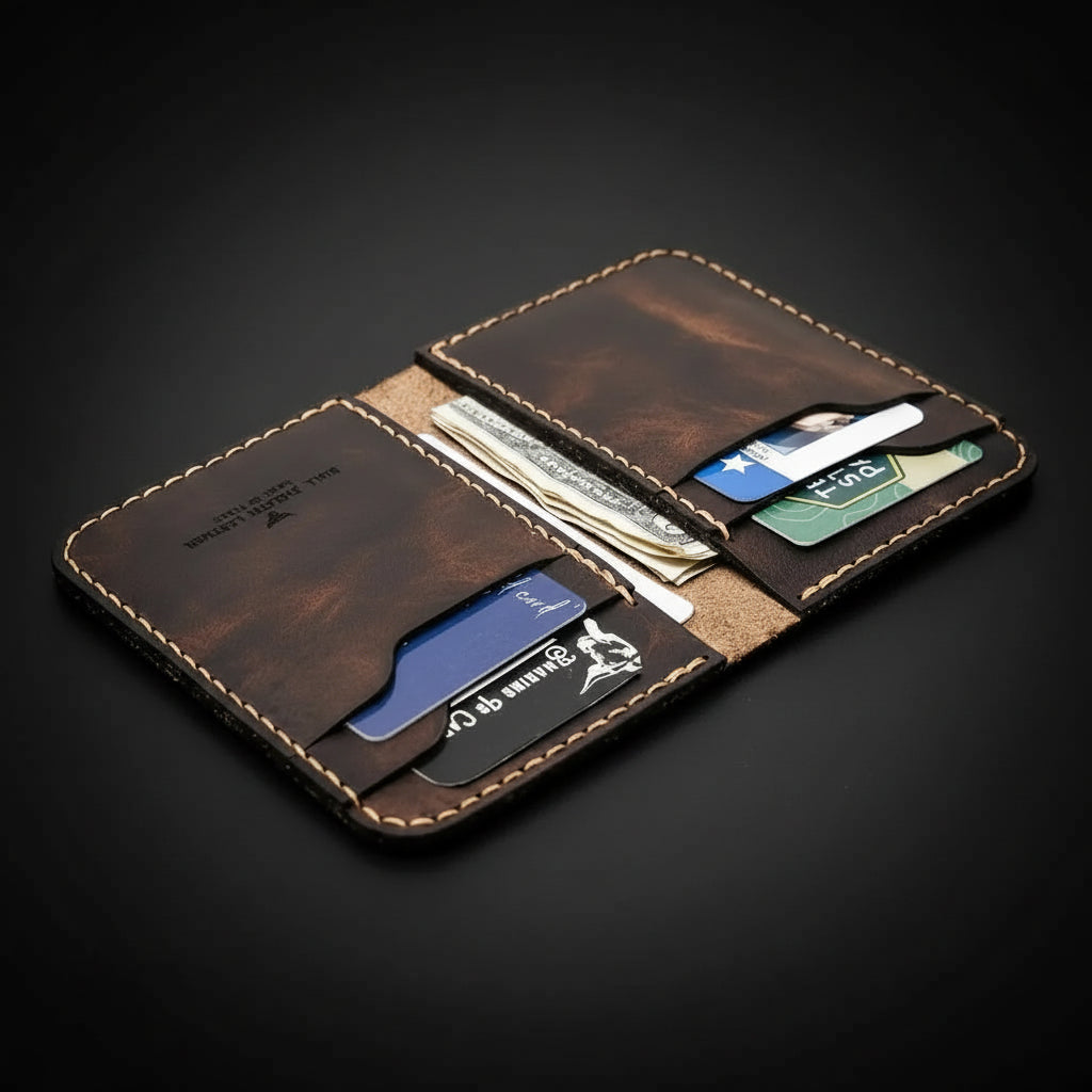 Western Vertical Leather Wallet for Men – Full-Grain & Personalized | Handmade in USA