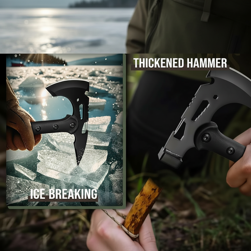 Camping & Outdoor Axe Set – 4 Piece Tactical Hatchet Set with 2 Canvas Sheaths | Multi-Functional Survival Axe for Camping, Picnics & Hiking