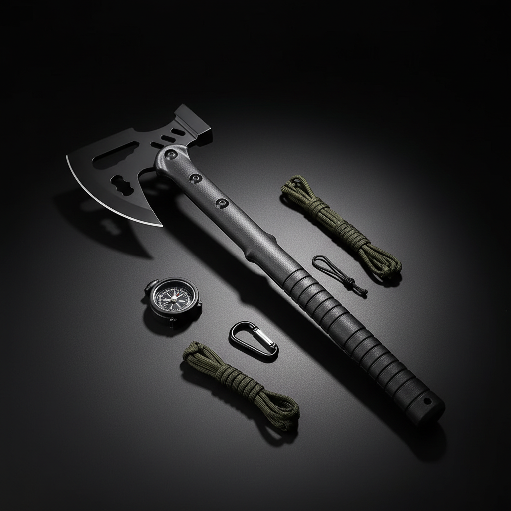 Stainless Steel Multi-Functional Survival Axe & Hammer | Outdoor Camping, Rock Climbing & Adventure Tool