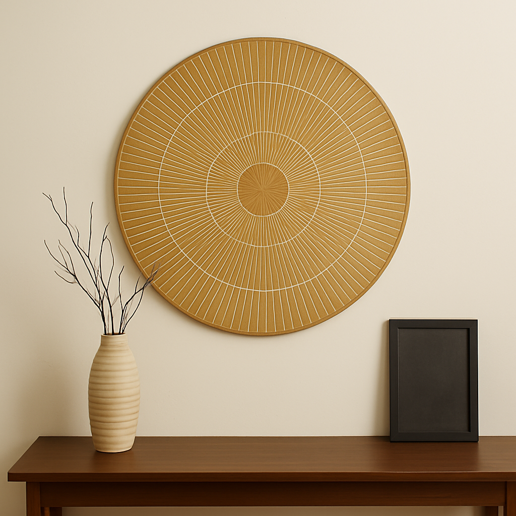 Handcarved 36-Inch Round Wooden Wheel Wall Decor – Statement Wall Art