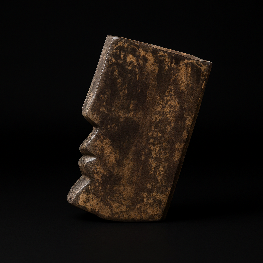 Handcrafted Wooden Face Sculpture – Decorative Art Object (10”)