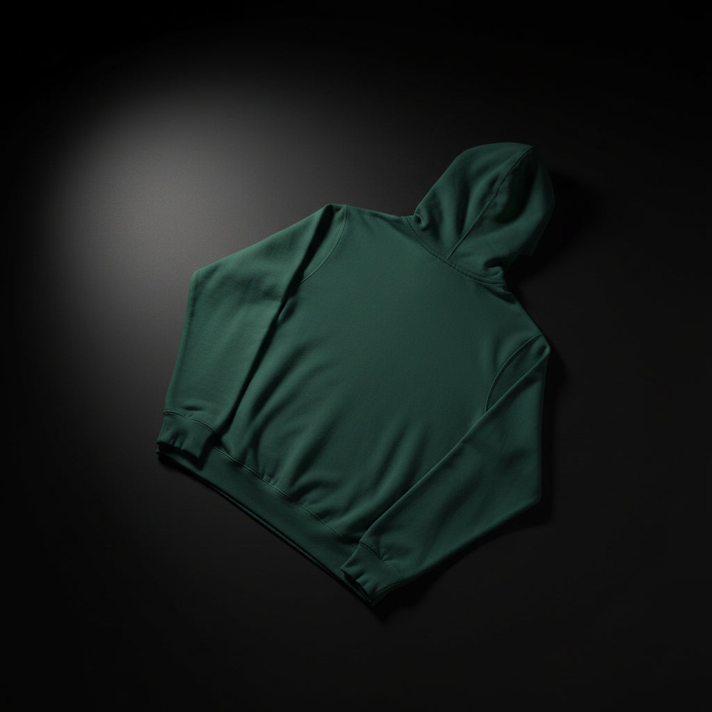Laurel Branch Zip-Up Hoodie — Minimal Botanical Green Fleece Hoodie