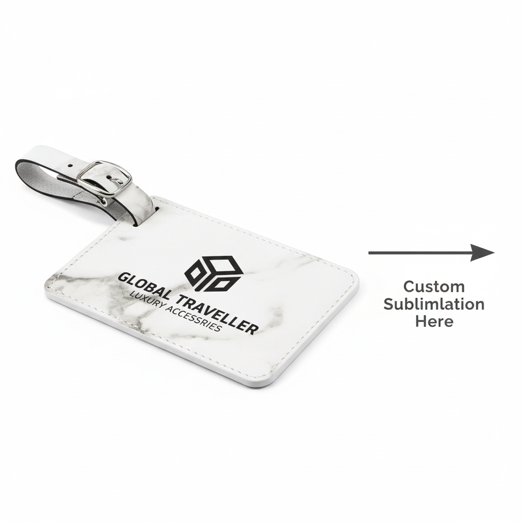 Premium luggage tag crafted from Laserable Leatherette