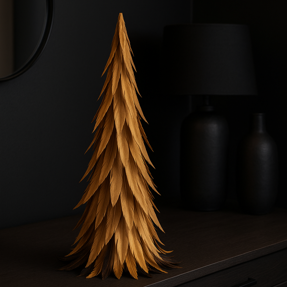 Handcrafted Feather Christmas Tree 40cm Farmhouse Natural Decor for Holiday