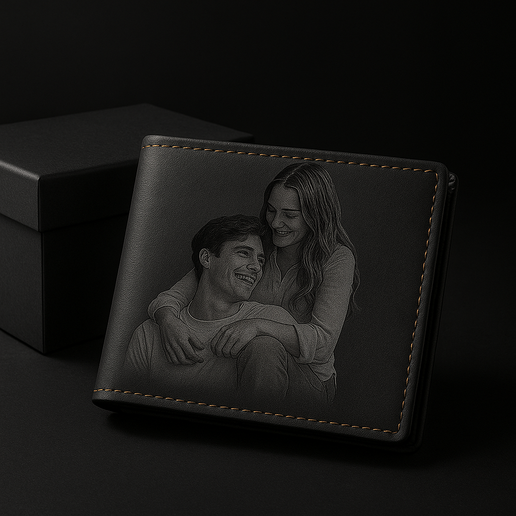 Personalized Photo Engraved Men’s Wallet Custom Picture Memorial
