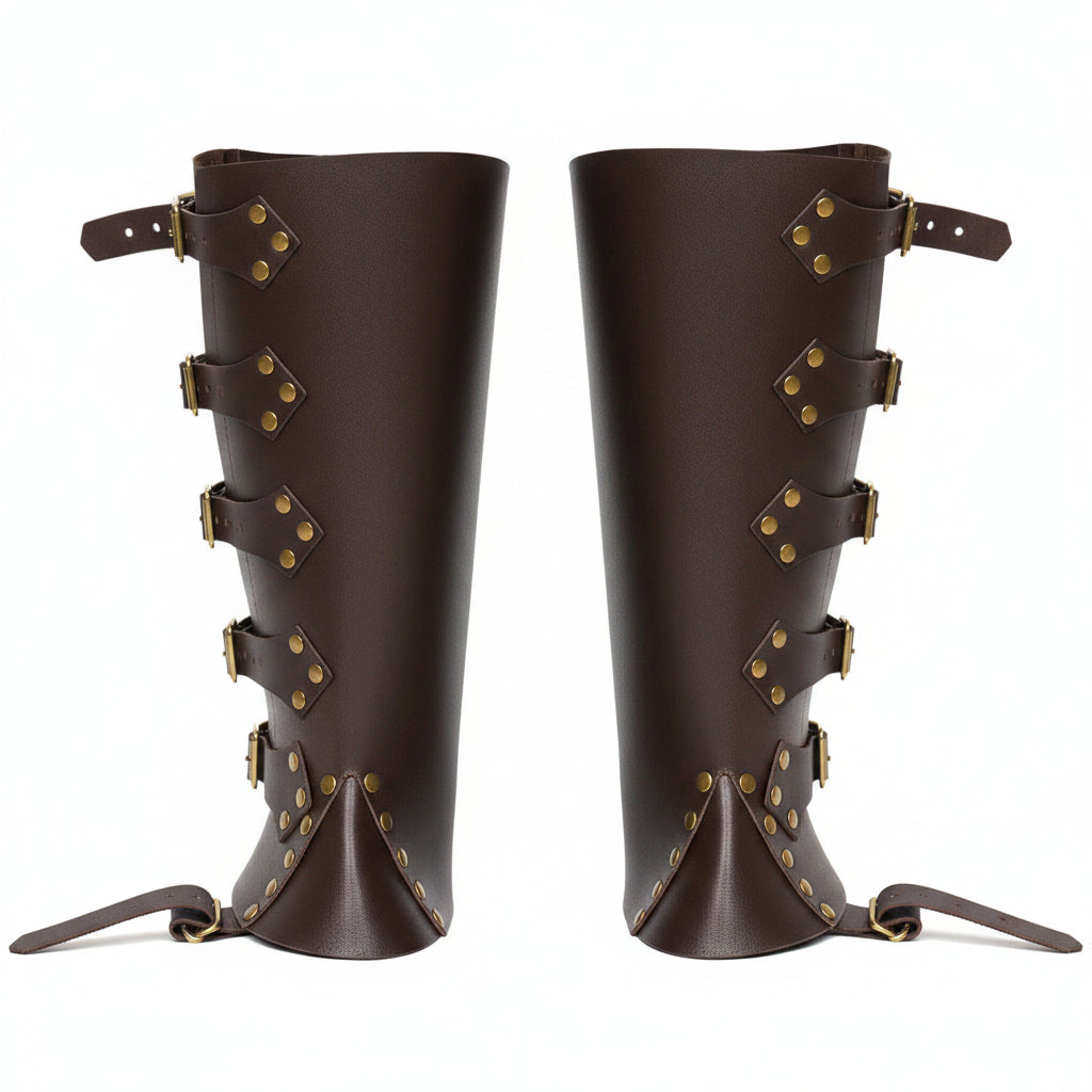 Medieval Viking Knight Boot Covers – Renaissance PU Leather Leggings
