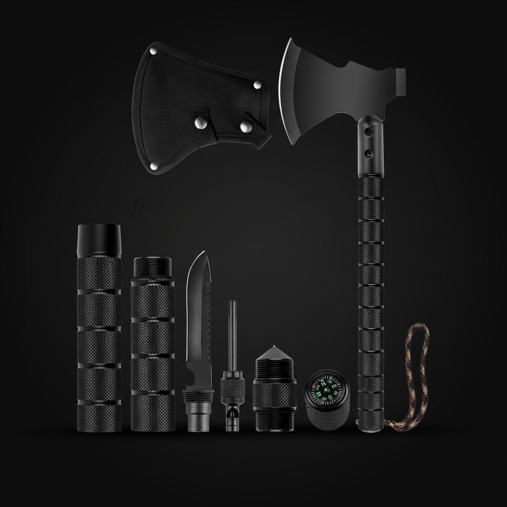 Stainless Steel Multi-Functional Survival Axe & Hammer | Camping, Rock Climbing & Adventure Outdoor Tool