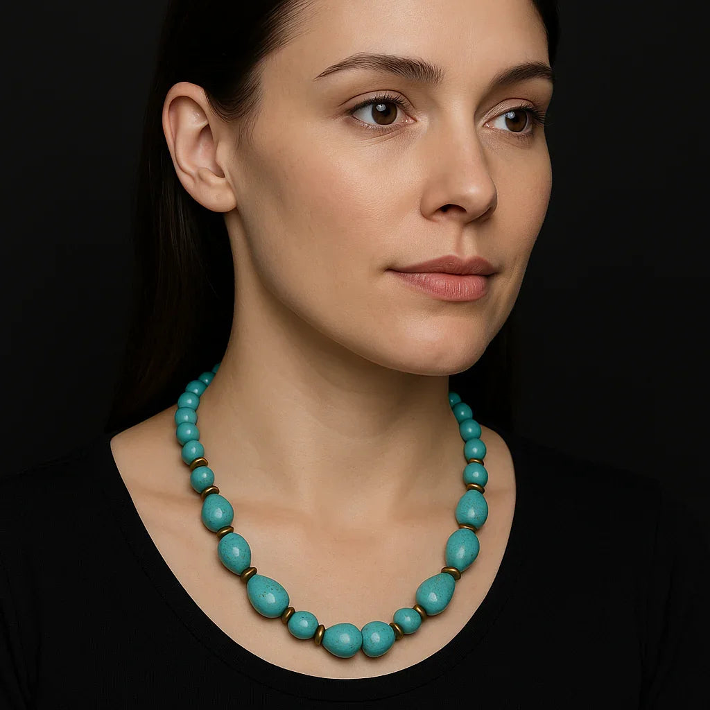 Handmade Turquoise Stone beads Necklace Hadi Craft