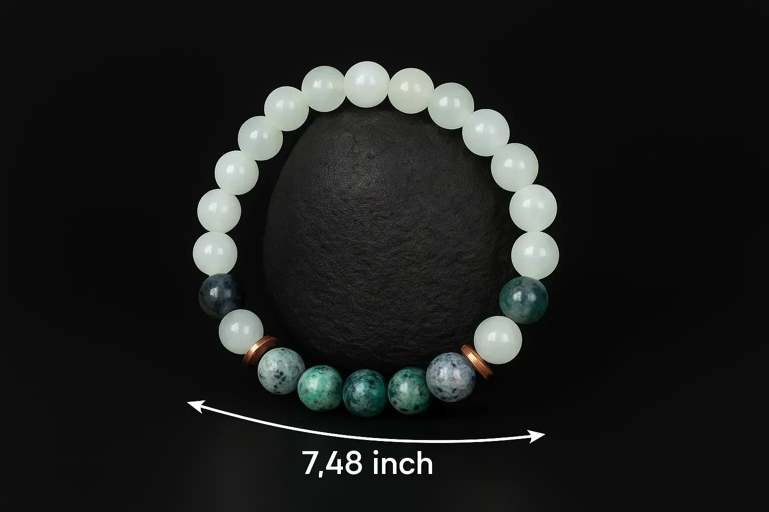 Handmade Natural White and Green Aggregate stone Bead Bracelet Hadi Craft