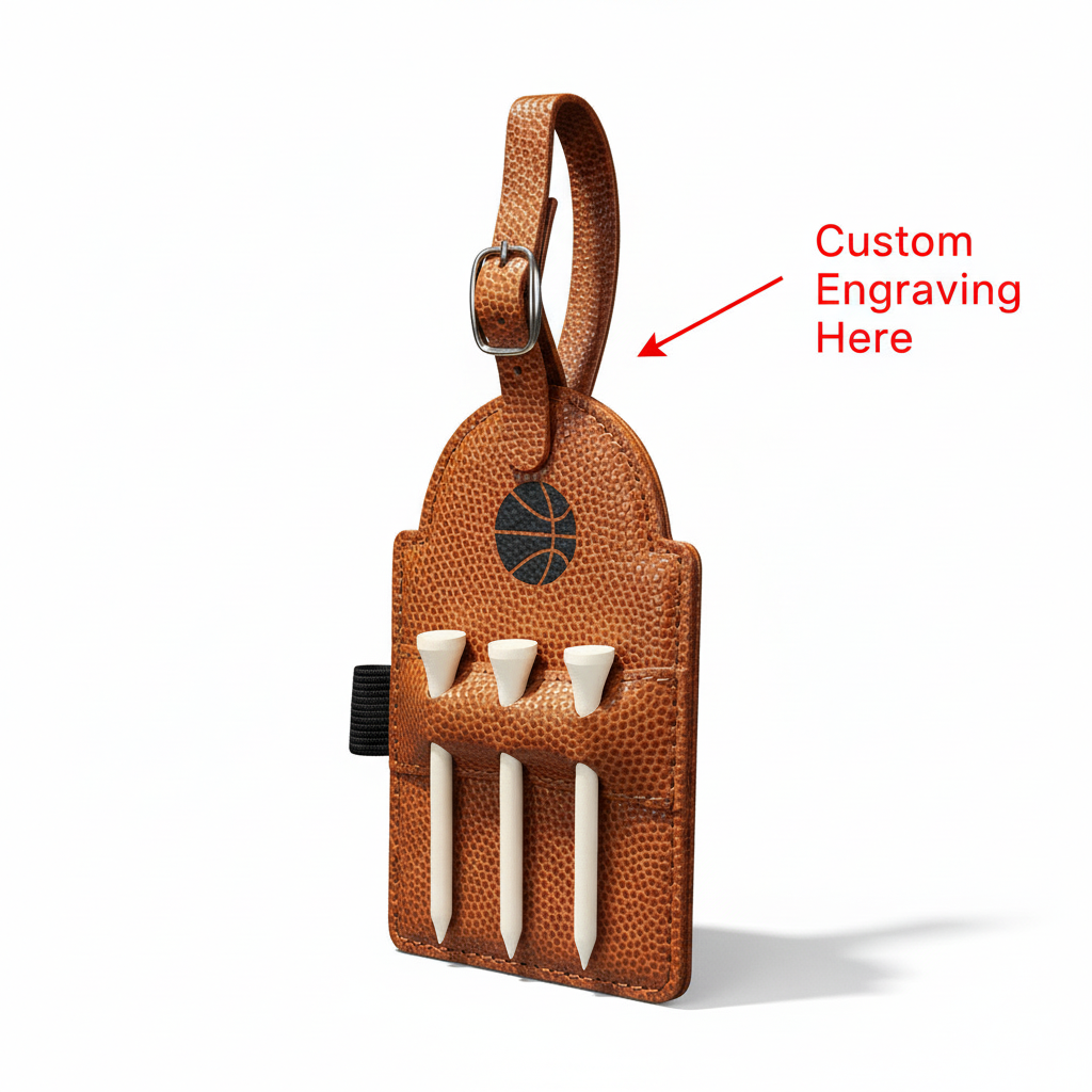 Premium 5x3 Basketball Laserable Leatherette Golf Bag Tag
