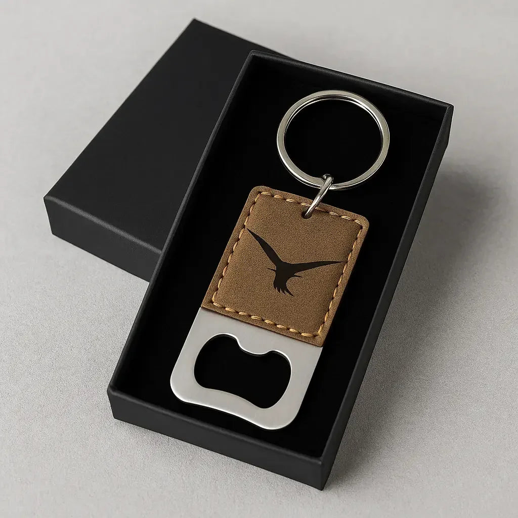 Leather Keychain with Bottle opener customize laser engraving Hadi Craft