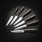 6-Piece 3Cr13 Stainless Steel Steak Knife Set with Marble-Pattern Handles - Hadi Craft