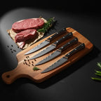 6-Piece Non-Stick Stainless Steel Steak Knife Set with Wooden Handles - Hadi Craft