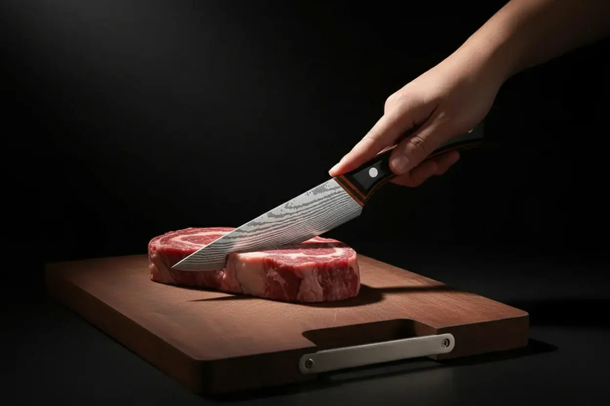 6-Piece Non-Stick Stainless Steel Steak Knife Set with Wooden Handles - Hadi Craft
