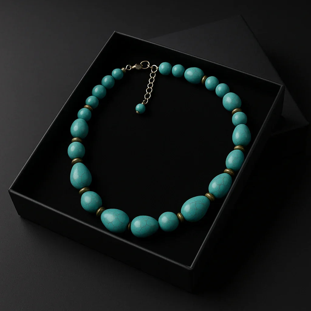 Handmade Turquoise Stone beads Necklace Hadi Craft