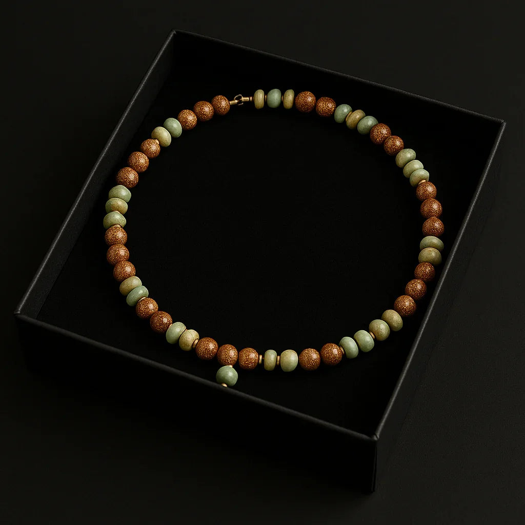 Handmade Bark stone chip Stone beads Necklace Hadi Craft