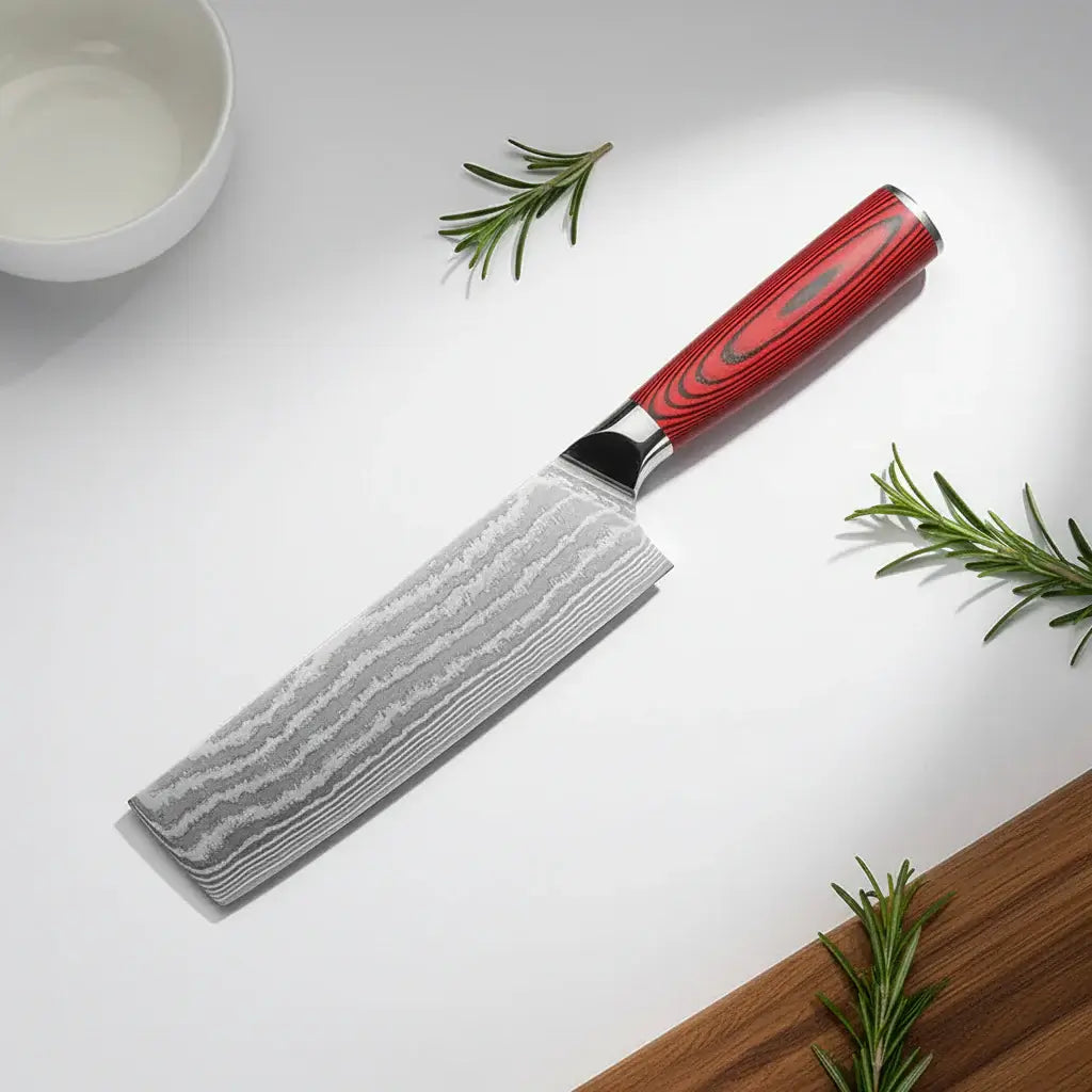 67 layer damascus nakiri knife G10 Handle | Hadi Craft USA