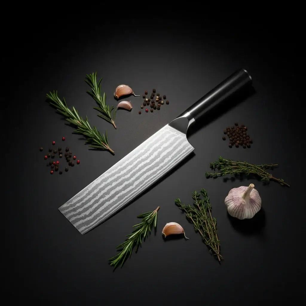 67 layer damascus nakiri knife G10 Handle | Hadi Craft USA