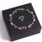 Pink Zircon Copper Bracelet – Elegant Platinum Finish Women’s Jewelry Gift