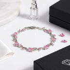 Pink Zircon Copper Bracelet – Elegant Platinum Finish Women’s Jewelry Gift