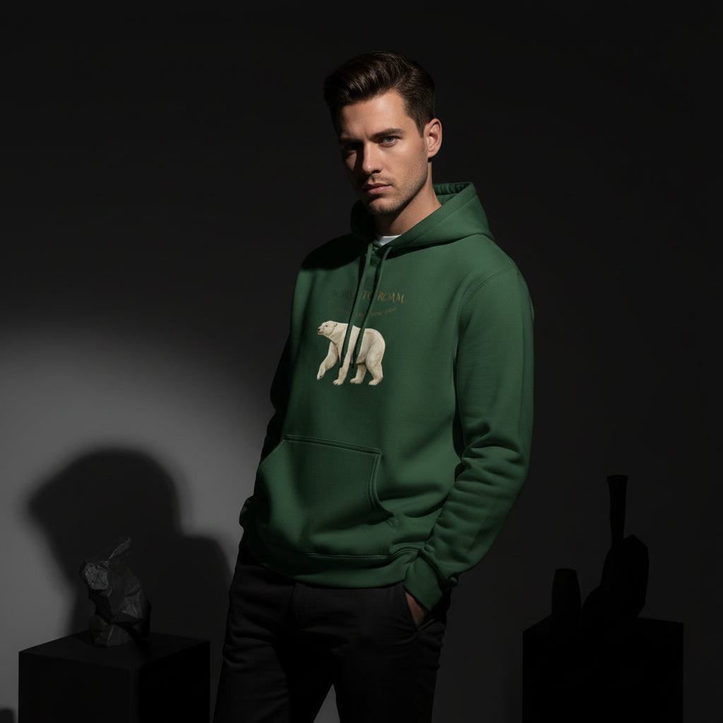 Polar Bear “Born to Be Wild” Hoodie — Minimal Animal Graphic Fleece