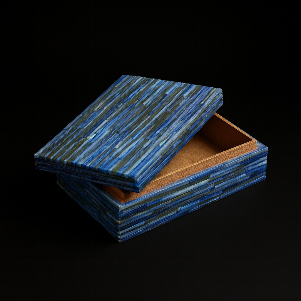 Handcrafted Sky Blue Bone Inlay Decorative Storage Box