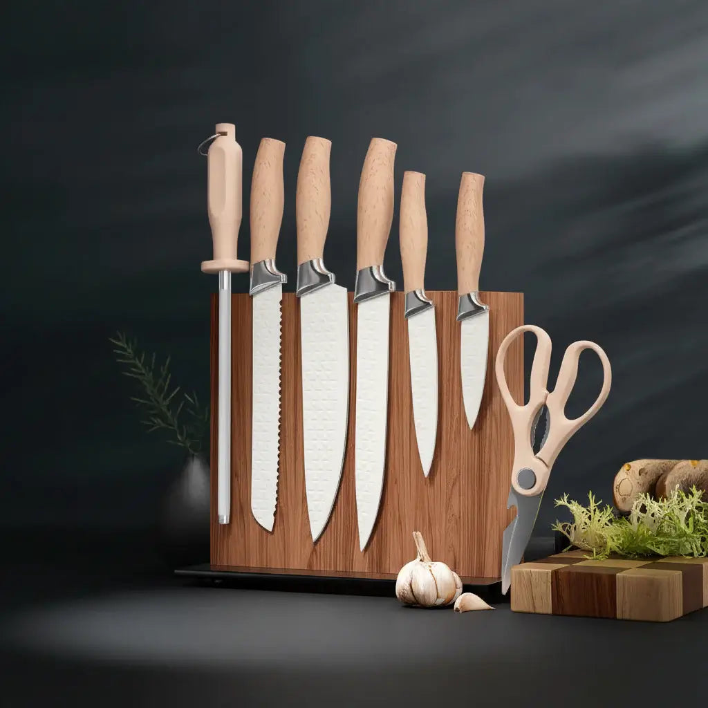 7-Piece Stainless Steel Chef Knife Set with Storage Case & Scissor - Hadi Craft