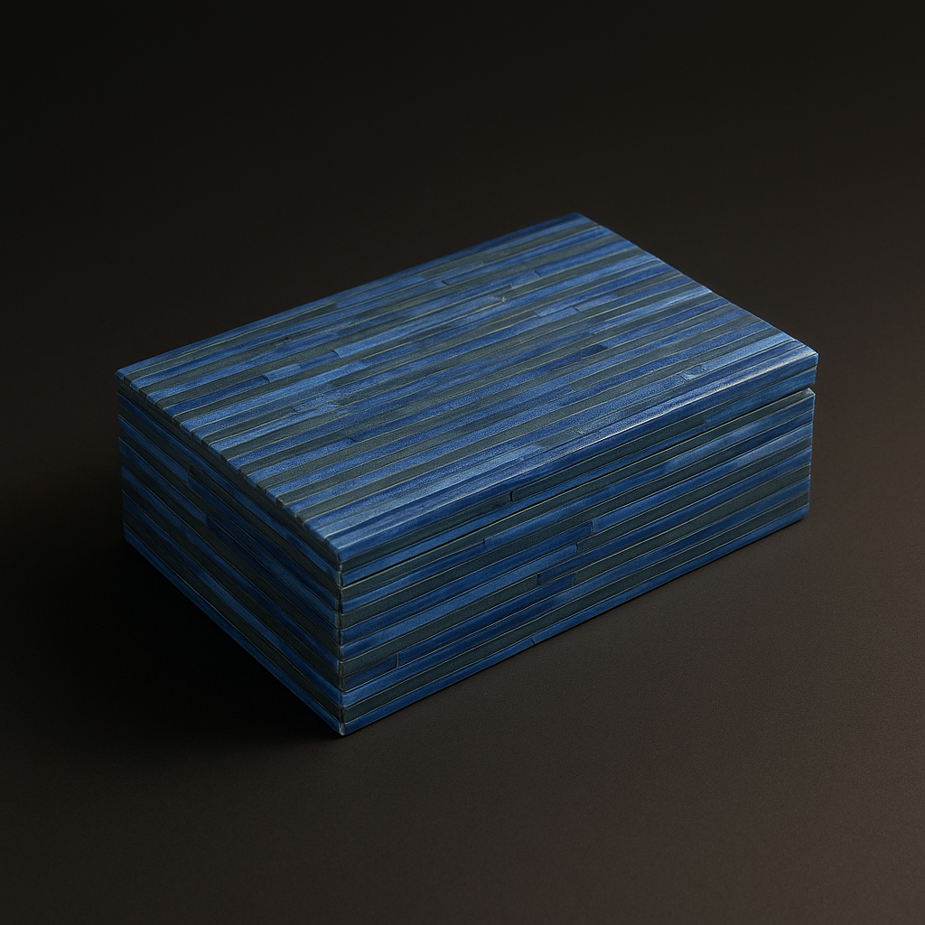 Handcrafted Sky Blue Bone Inlay Decorative Storage Box