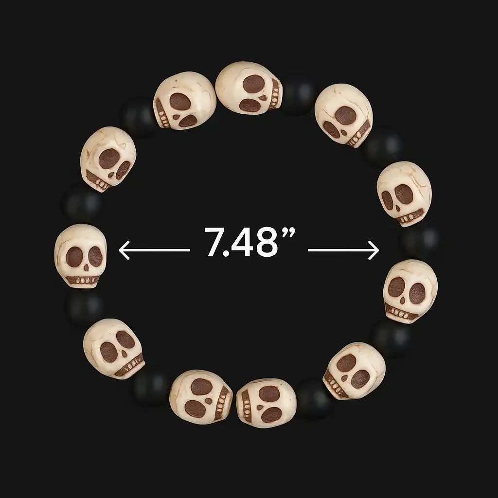 Handmade Halloween Skull stone Bead Bracelet Hadi Craft