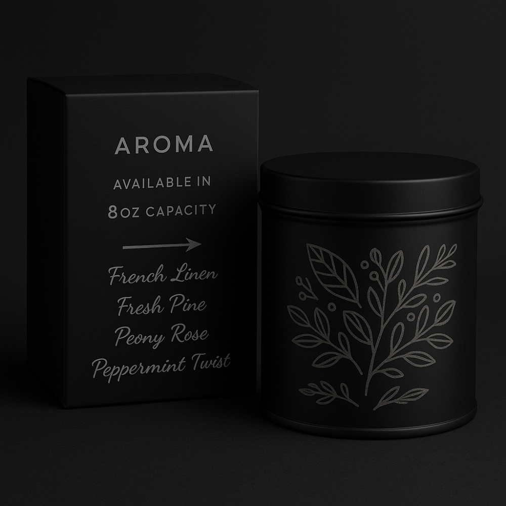 Aroma Candle French Linen -Peony Rose - French pine with Tin customized engraving