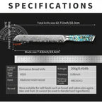 8 Inch Damascus Bread Knife 67-Layer Steel, Abalone Shell Handle - Hadi Craft