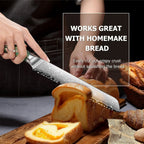 8 Inch Damascus Bread Knife 67-Layer Steel, Abalone Shell Handle - Hadi Craft