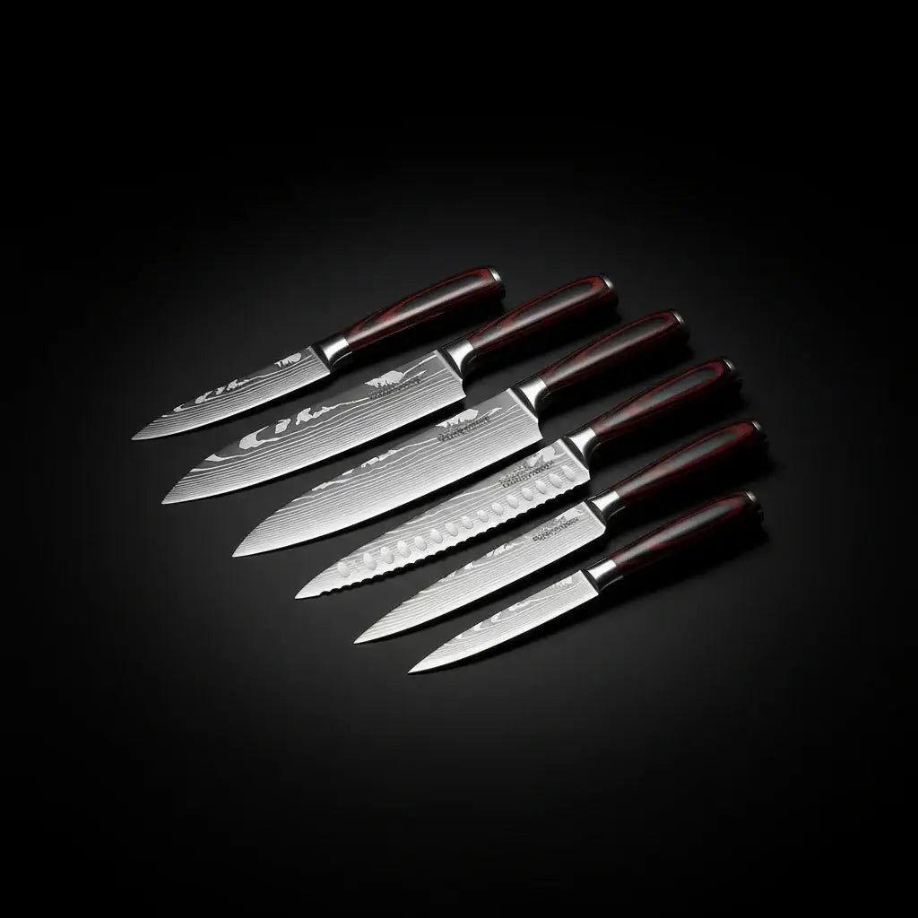 8-Piece Premium Stainless Steel Kitchen Knife Set with Wooden Handles - Hadi Craft
