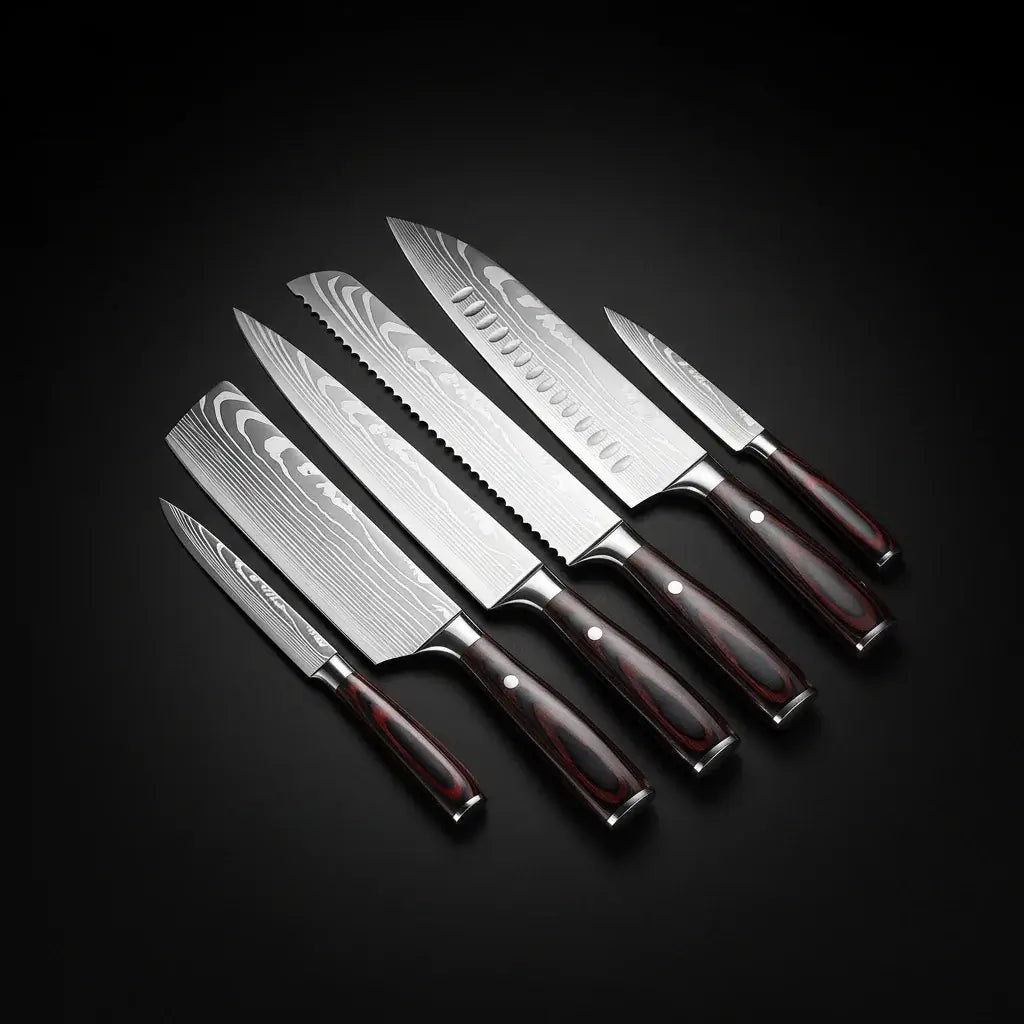 8-Piece Premium Stainless Steel Kitchen Knife Set with Wooden Handles - Hadi Craft