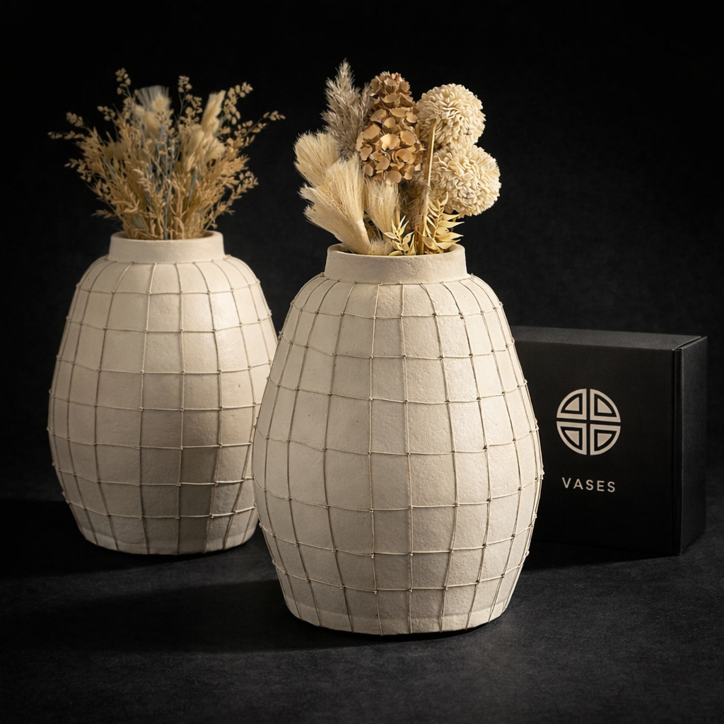 Off-White Large Handmade Terracotta Vase | Contemporary Home Decor Statement Piece (15.5")