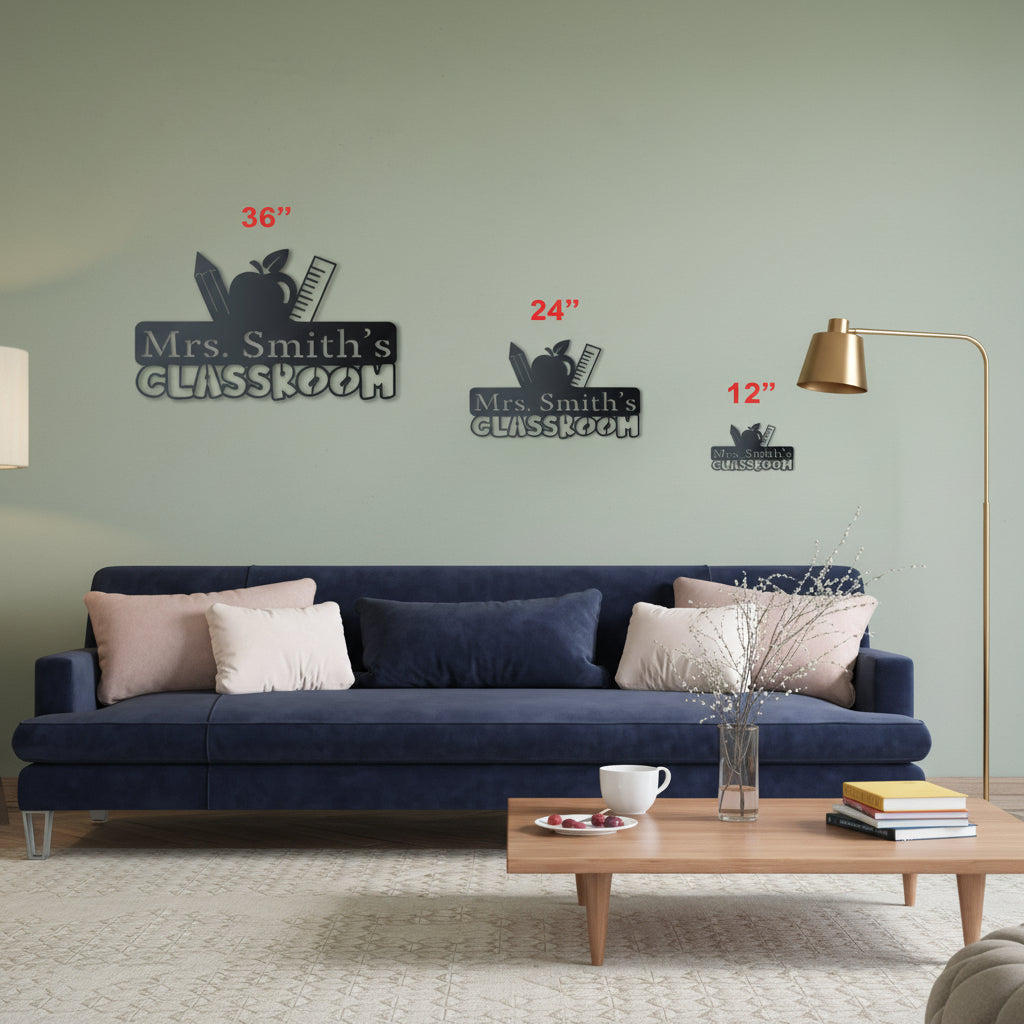 Custom Metal Teacher’s Classroom Sign | School Wall Art | Indoor & Outdoor | Up to 46" | 20+ Colors