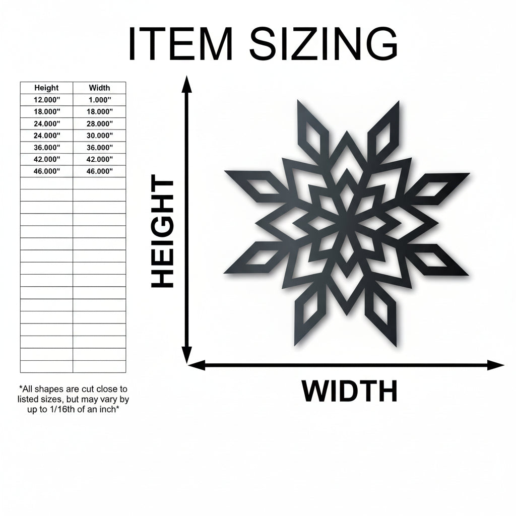 Custom Metal Snowflake Wall Art | Indoor & Outdoor Winter Decor | Up to 36" | 14+ Color Options