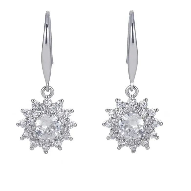 925 Sterling Silver 0.5 carat * 2 Moissanite Sunflower Earrings Sunny Fashion Elegant Female Mother's Day Gift for Mom USA Stock - Hadi Craft