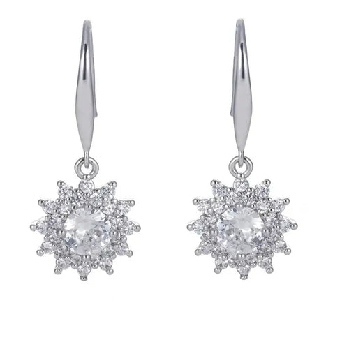 925 Sterling Silver 0.5 carat * 2 Moissanite Sunflower Earrings Sunny Fashion Elegant Female Mother's Day Gift for Mom USA Stock - Hadi Craft