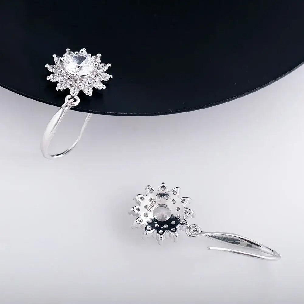 925 Sterling Silver 0.5 carat * 2 Moissanite Sunflower Earrings Sunny Fashion Elegant Female Mother's Day Gift for Mom USA Stock - Hadi Craft