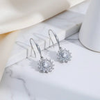 925 Sterling Silver 0.5 carat * 2 Moissanite Sunflower Earrings Sunny Fashion Elegant Female Mother's Day Gift for Mom USA Stock - Hadi Craft