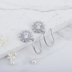 925 Sterling Silver 0.5 carat * 2 Moissanite Sunflower Earrings Sunny Fashion Elegant Female Mother's Day Gift for Mom USA Stock - Hadi Craft