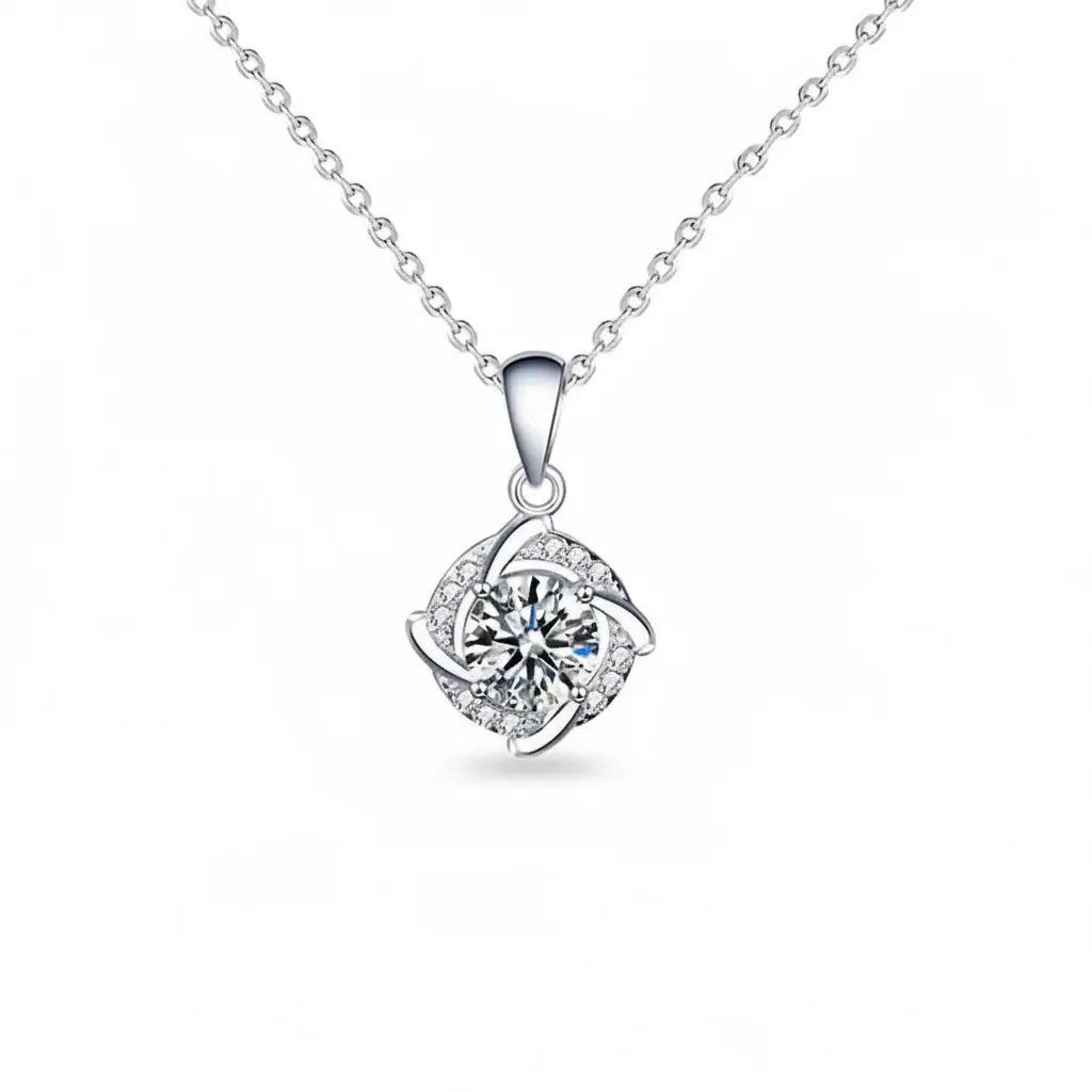 925 silver moissanite necklace Silver Destiny Moissanite Pendant - Hadi Craft