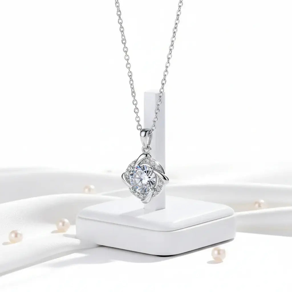 925 silver moissanite necklace Silver Destiny Moissanite Pendant - Hadi Craft